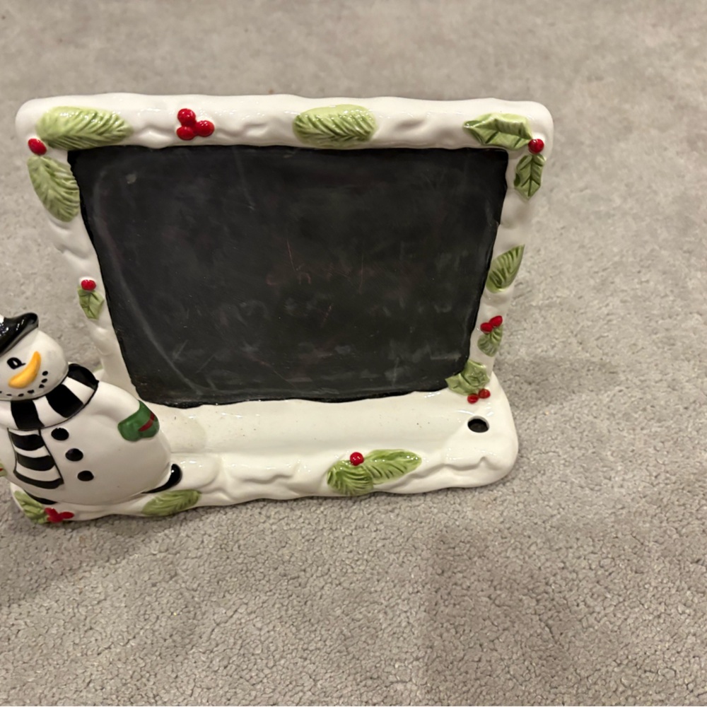 Fitz and Floyd Snowman Chalkboard Frame with Green and Red Accents